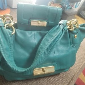 Coach teal leather set
